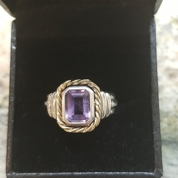 Stunning Sterling, Gold Amethyst Ring 6 - Picture 3 of 9